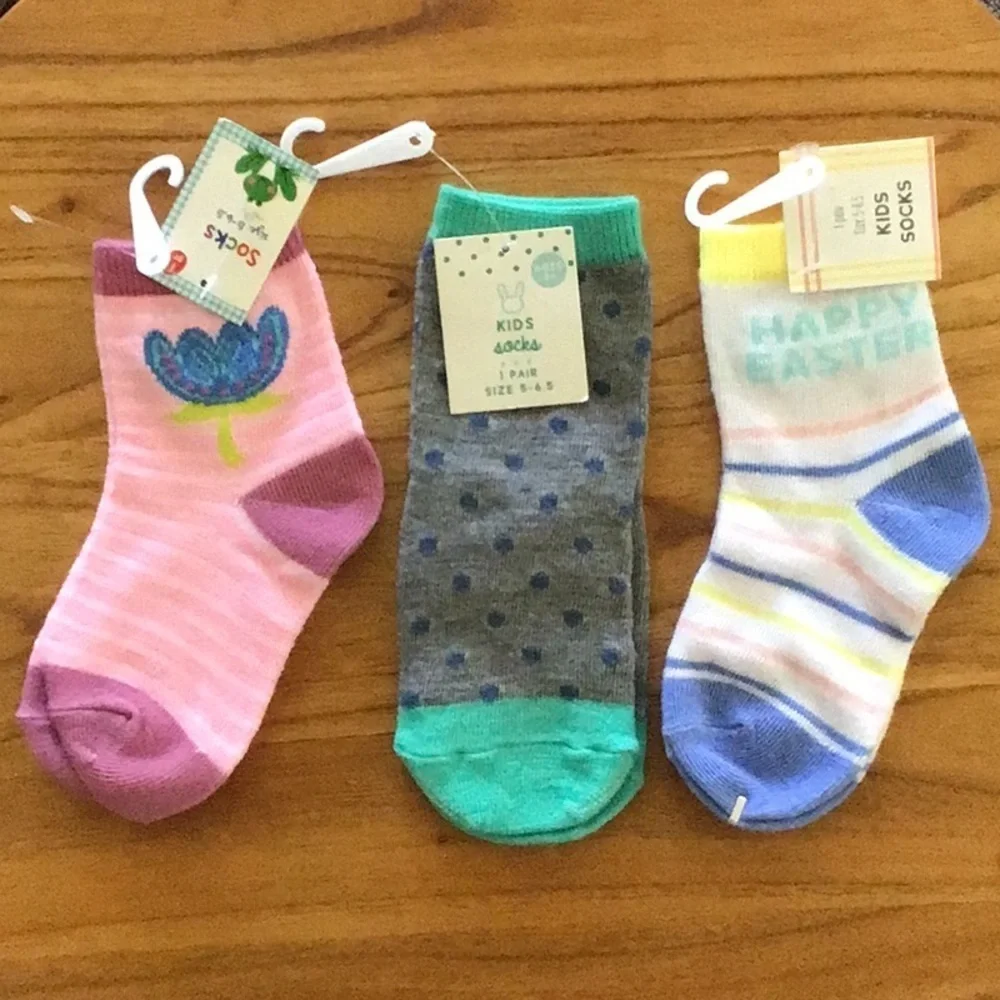Trio of Colorful Kids Spring Easter Crew Socks - NWT